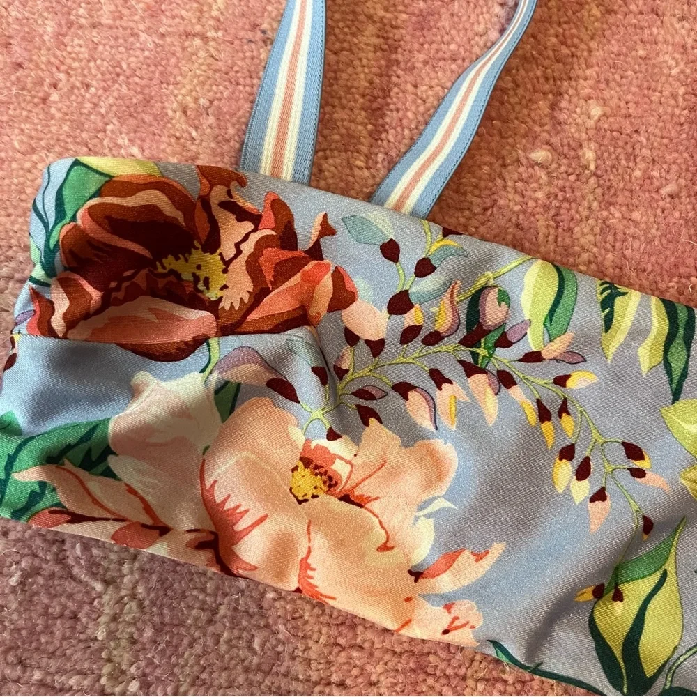 Zimmermann sz 1 Bellitude Floral Swimsuit Bikini Top Cornflower Blue